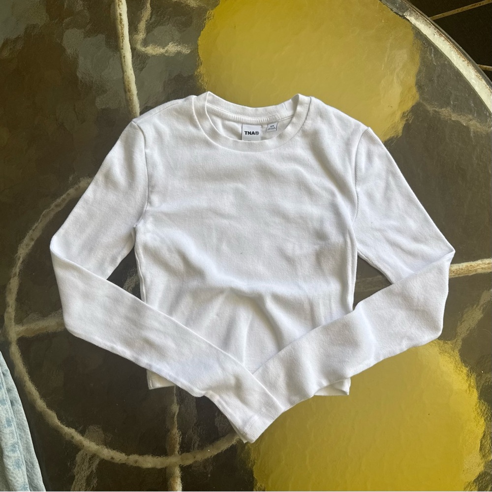 TNA Ribbed White Long Sleeve T-shirt